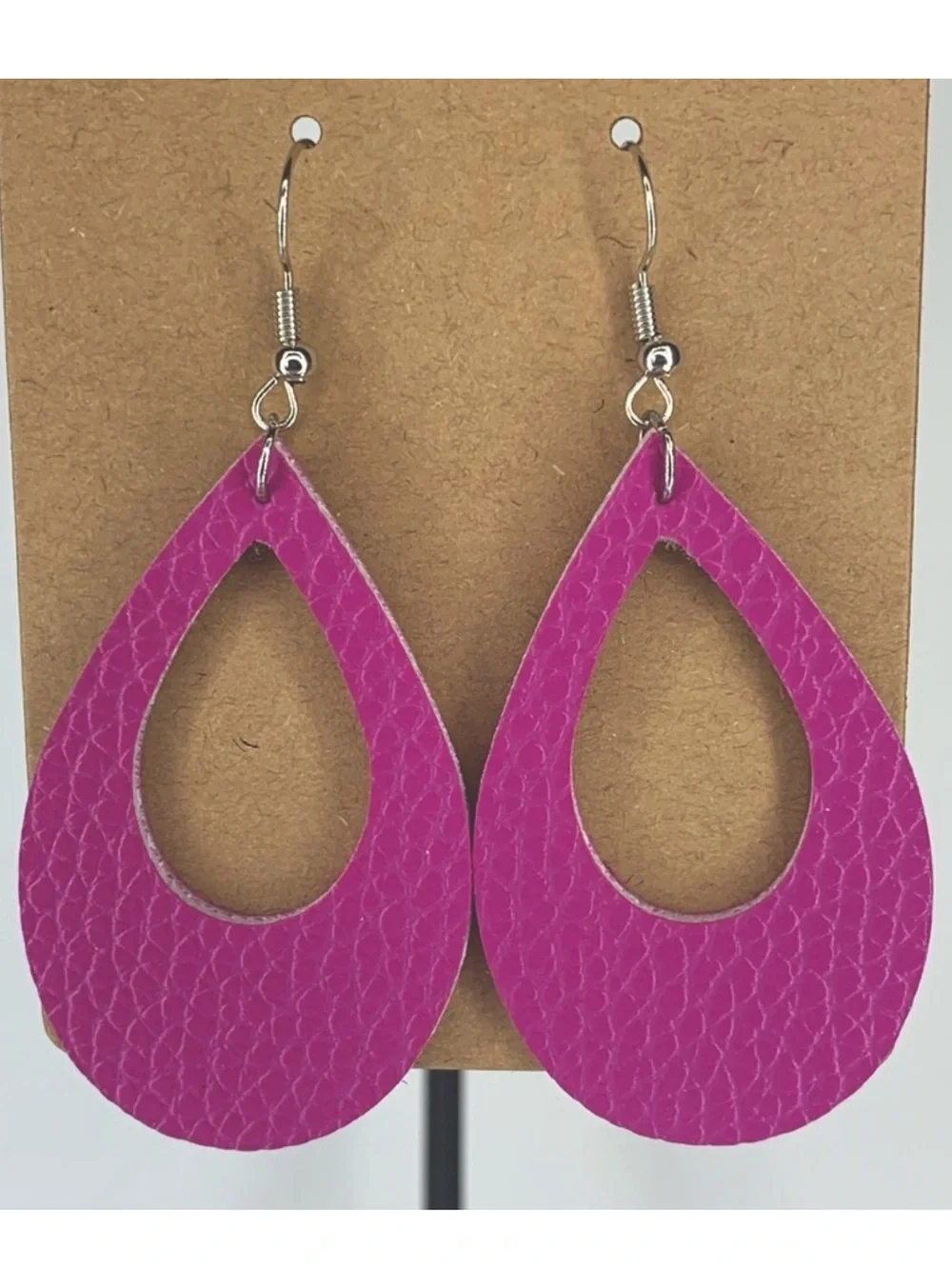 Faux Leather Teardrop Dangle Earrings Fashion Jewelry